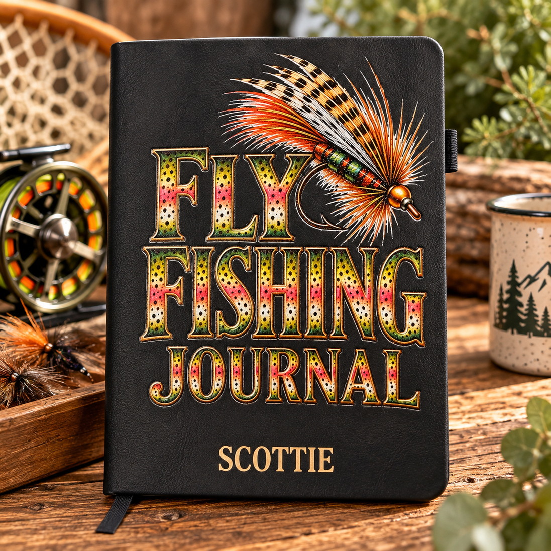 Personalized Rainbow Trout Fly Fishing Journal, Fly Fisherman Notebook, Custom Fishing Journal, Fly Fishing Gift