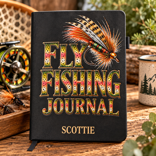 Personalized Rainbow Trout Fly Fishing Journal, Fly Fisherman Notebook, Custom Fishing Journal, Fly Fishing Gift