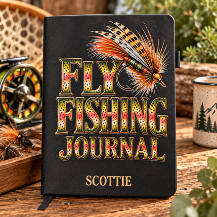 Personalized Rainbow Trout Fly Fishing Journal, Fly Fisherman Notebook, Custom Fishing Journal, Fly Fishing Gift