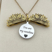 Personalized Sunflower Necklace - Custom Engraved Message Keepsake