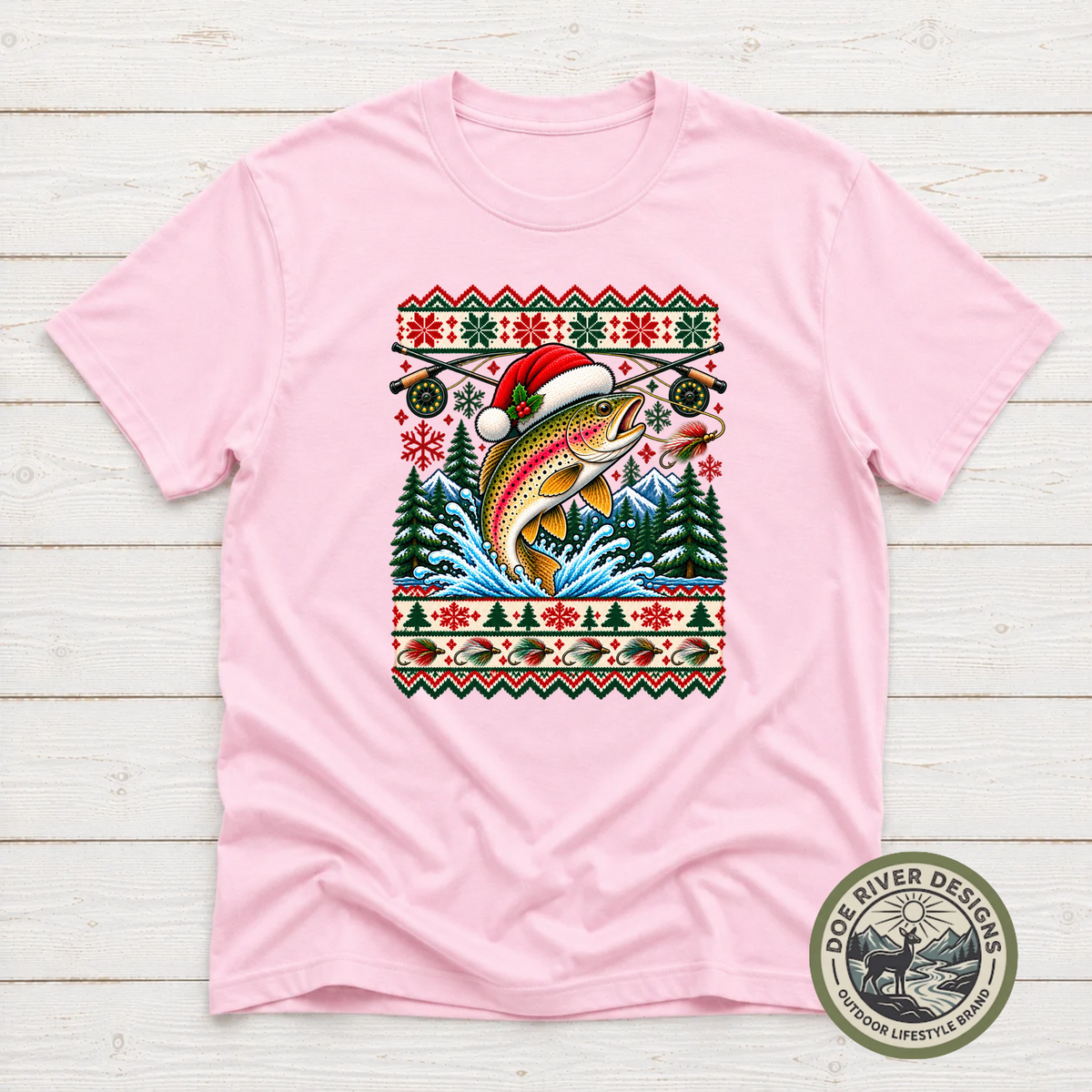 Trout Christmas T-Shirt or Sweatshirt | Ugly Sweater-Style Design