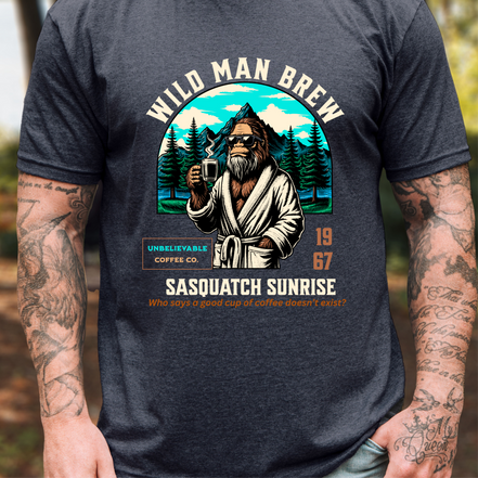 Sasquatch Coffee T-Shirt for Men | Wild Man Brew Bigfoot Tee