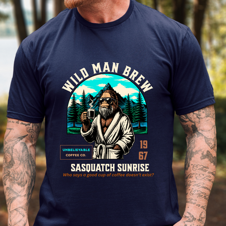 Sasquatch Coffee T-Shirt for Men | Wild Man Brew Bigfoot Tee