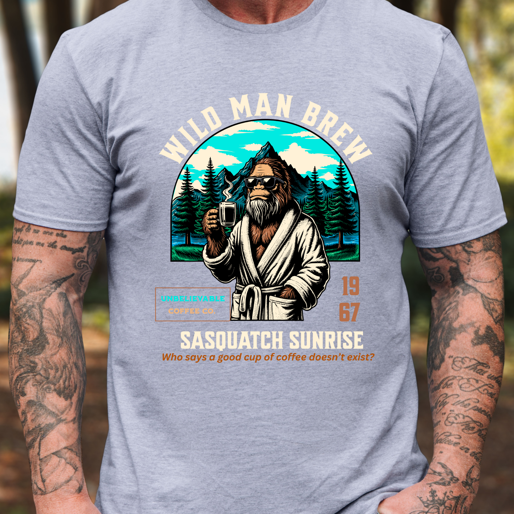 Sasquatch Coffee T-Shirt for Men | Wild Man Brew Bigfoot Tee