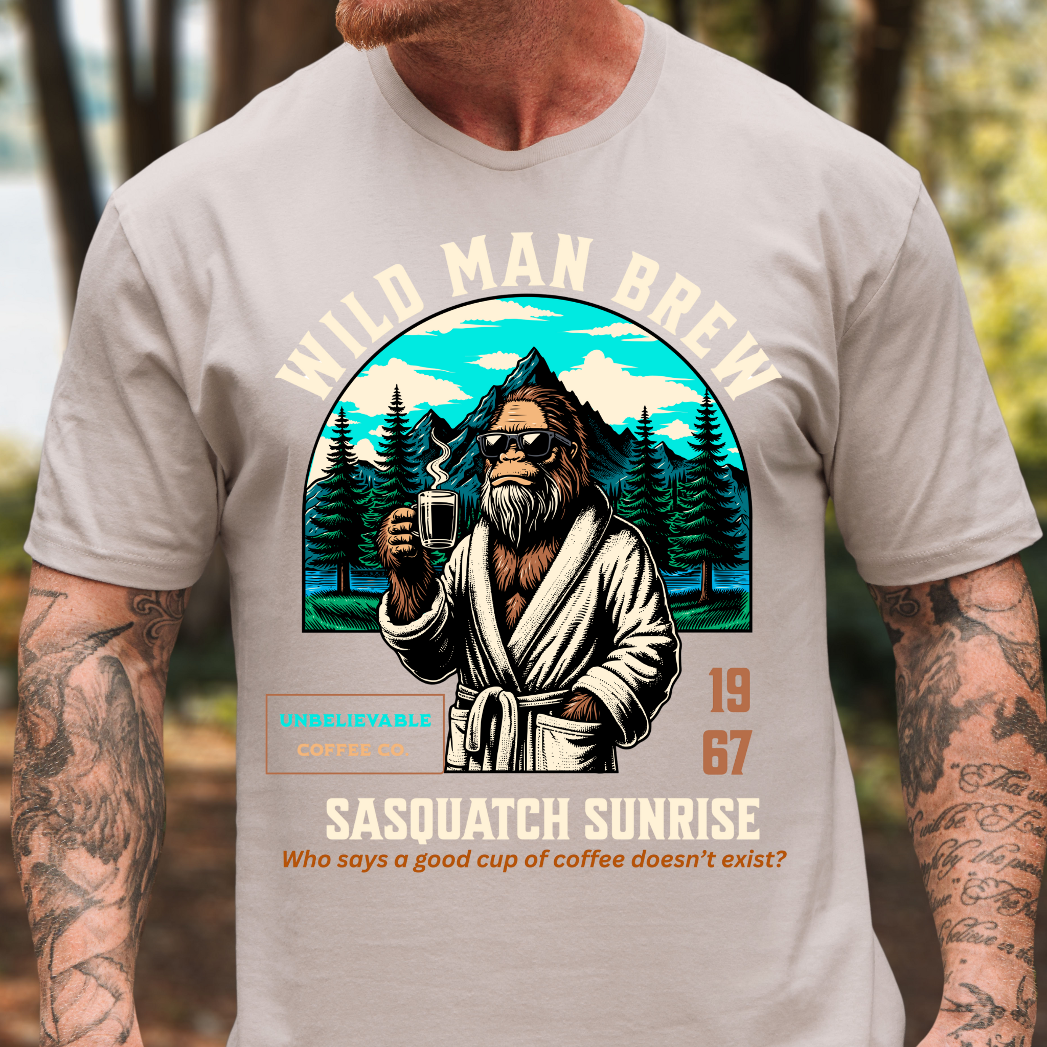 Sasquatch Coffee T-Shirt for Men | Wild Man Brew Bigfoot Tee