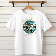 Ridin' High On The Fly Women's Fly Fishing T-Shirt - Cowgirl Trout Tee