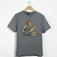 Skeleton with Trout Fly Fishing T-Shirt