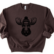 Moose with Sunglasses Sweatshirt - Mountain Theme Crewneck