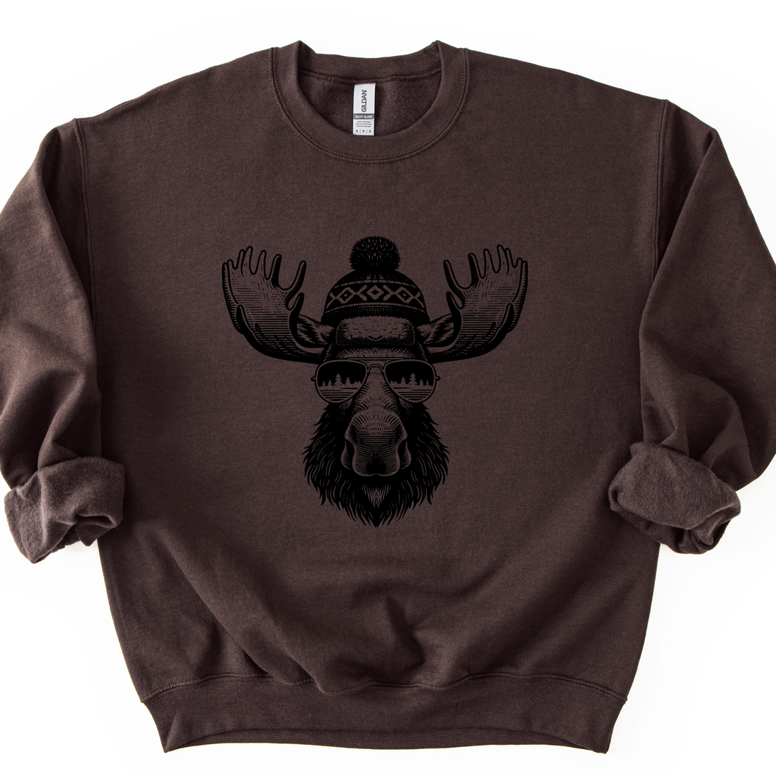 Moose with Sunglasses Sweatshirt - Mountain Theme Crewneck