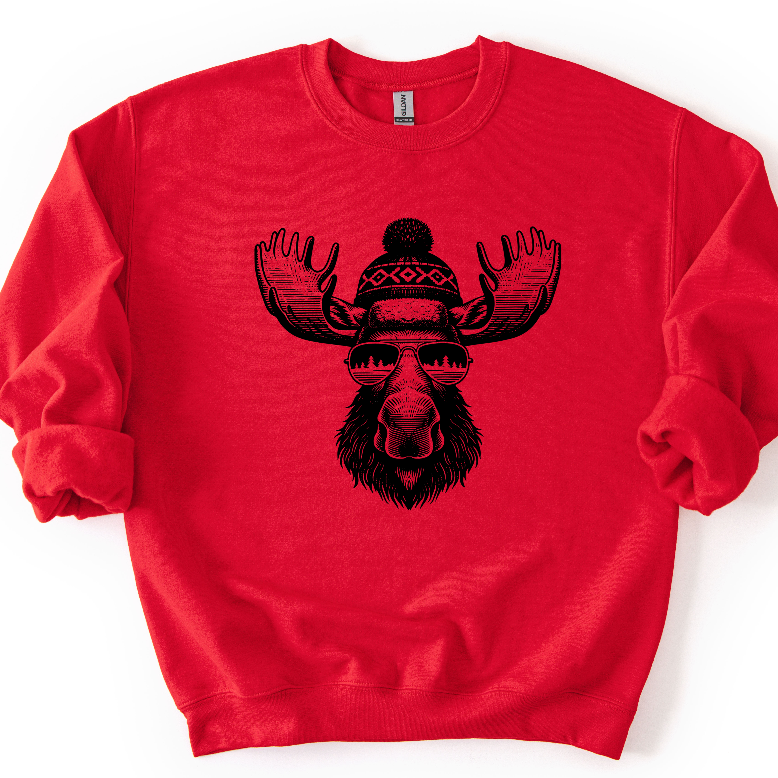 Moose with Sunglasses Sweatshirt - Mountain Theme Crewneck