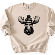 Moose with Sunglasses Sweatshirt - Mountain Theme Crewneck