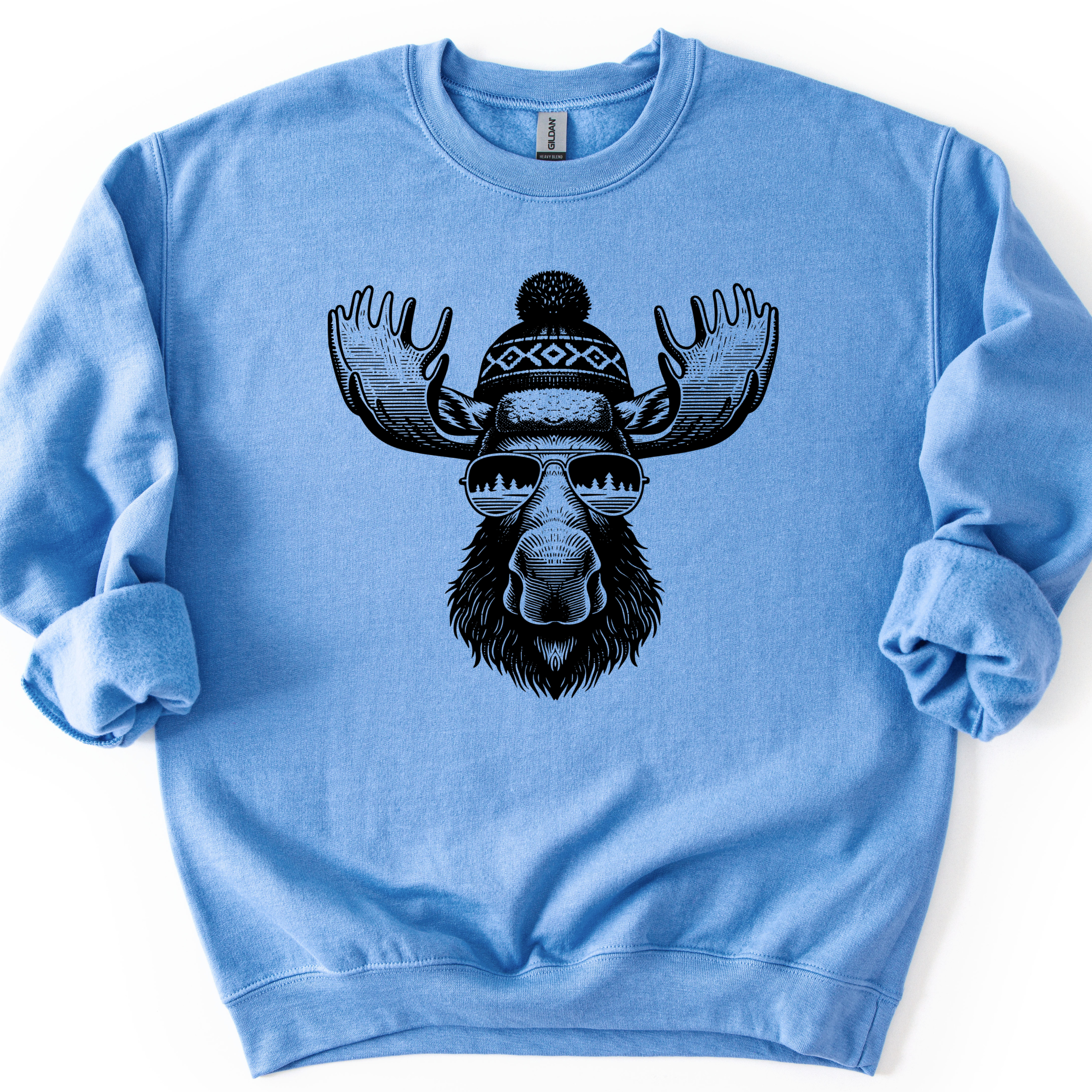 Moose with Sunglasses Sweatshirt - Mountain Theme Crewneck