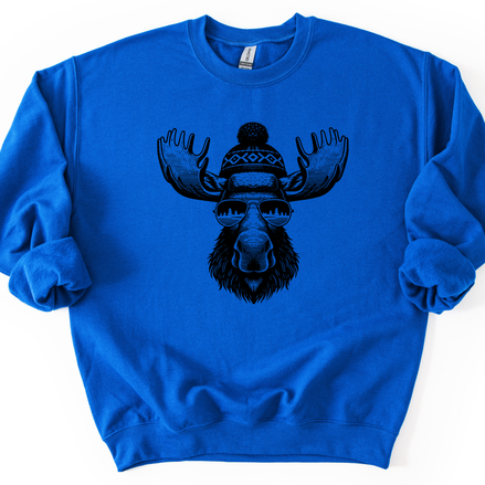 Moose with Sunglasses Sweatshirt - Mountain Theme Crewneck