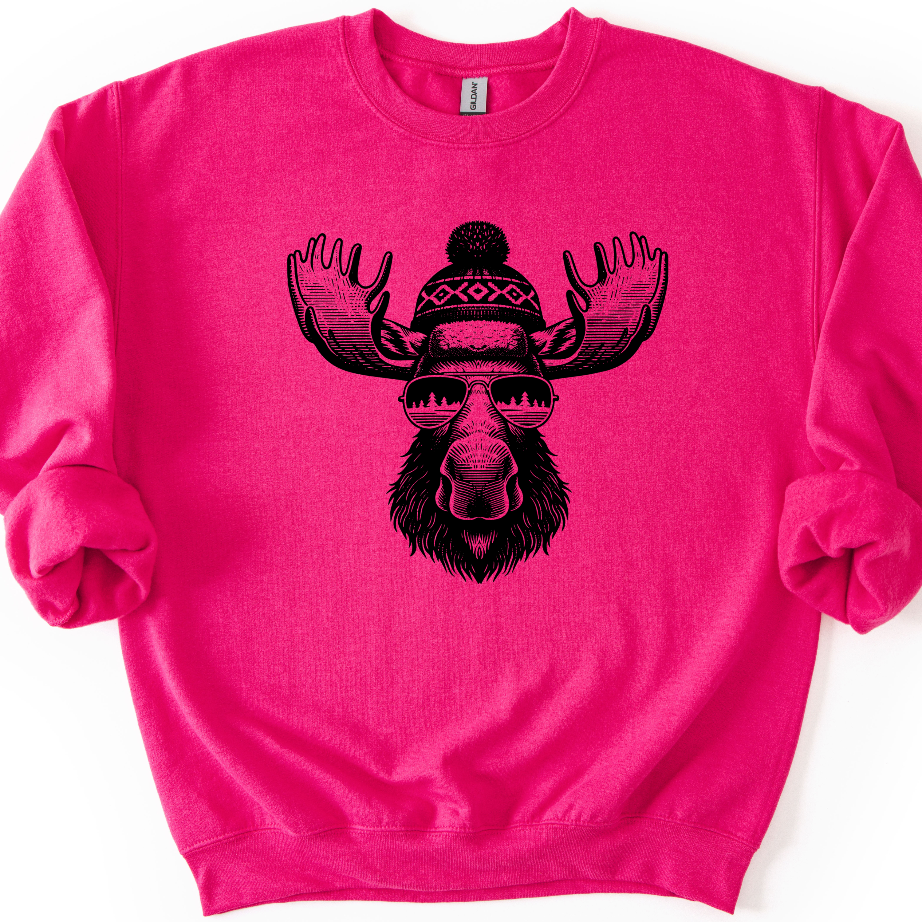 Moose with Sunglasses Sweatshirt - Mountain Theme Crewneck