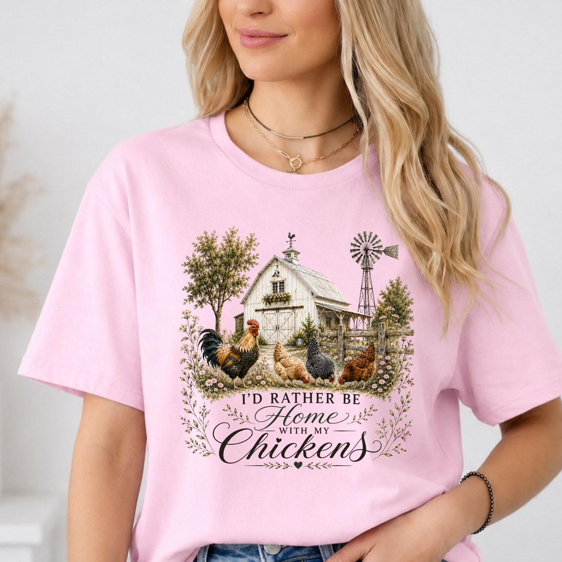 I’d Rather Be Home With My Chickens T-Shirt - Funny Chicken Lover Gift