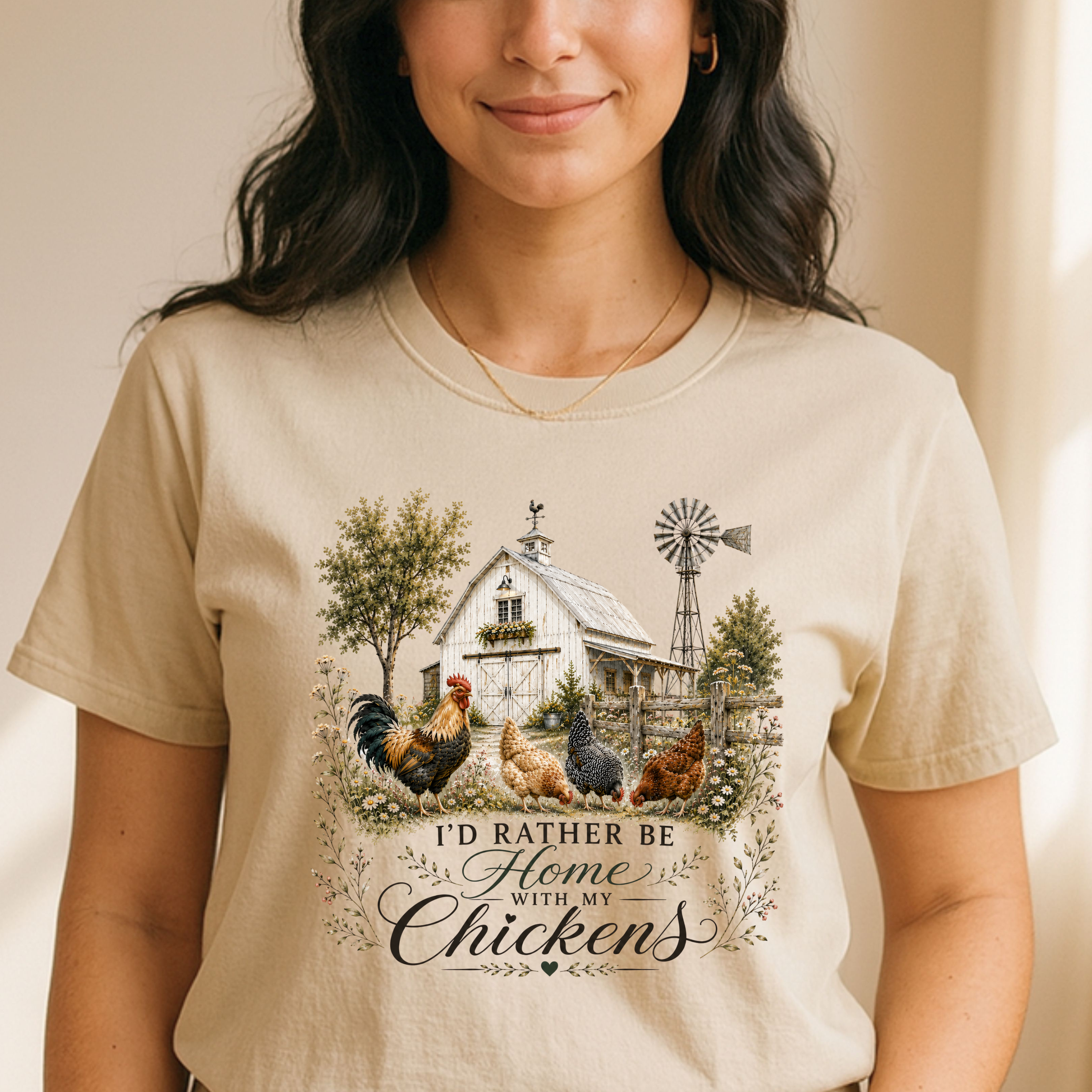 I’d Rather Be Home With My Chickens T-Shirt - Funny Chicken Lover Gift