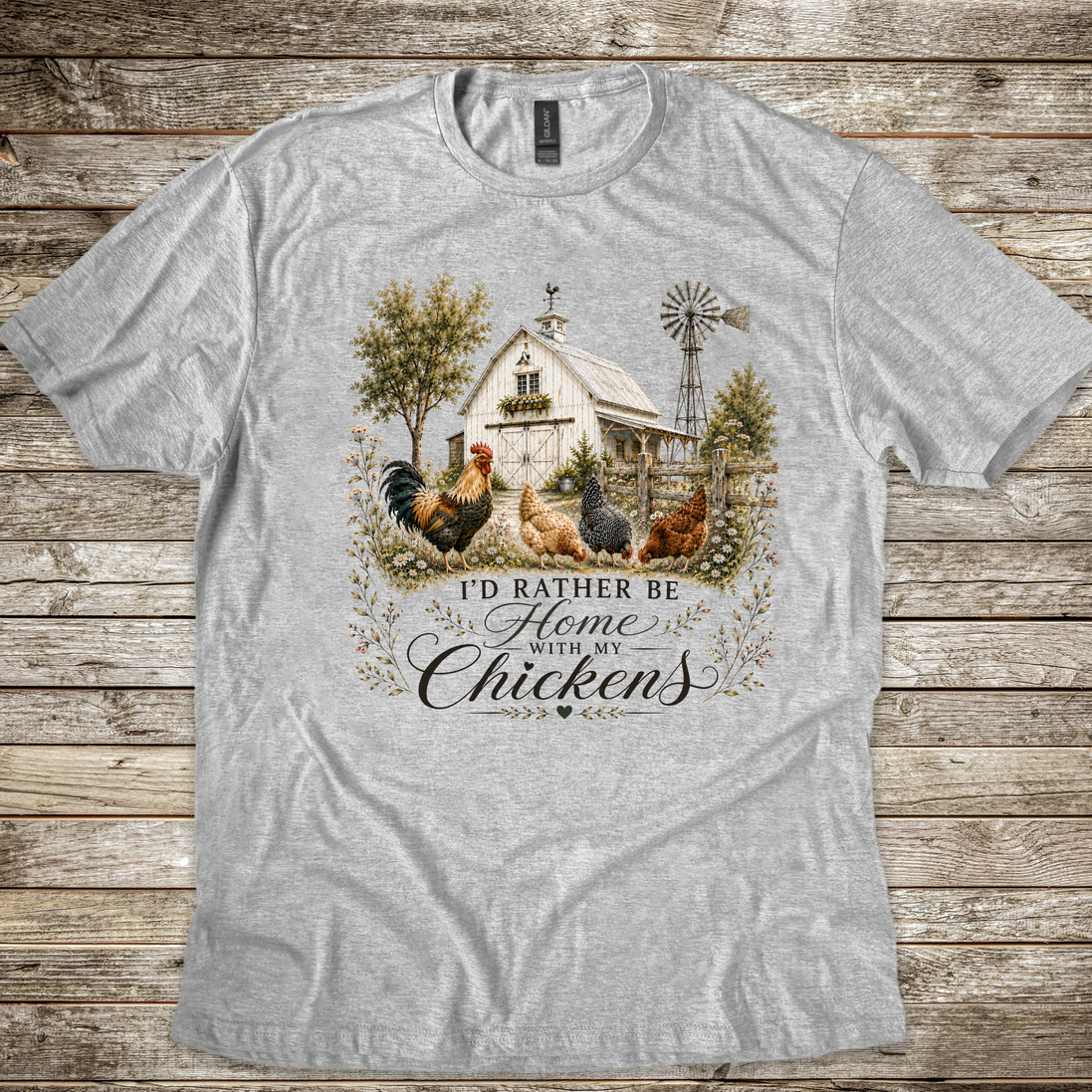 I’d Rather Be Home With My Chickens T-Shirt - Funny Chicken Lover Gift