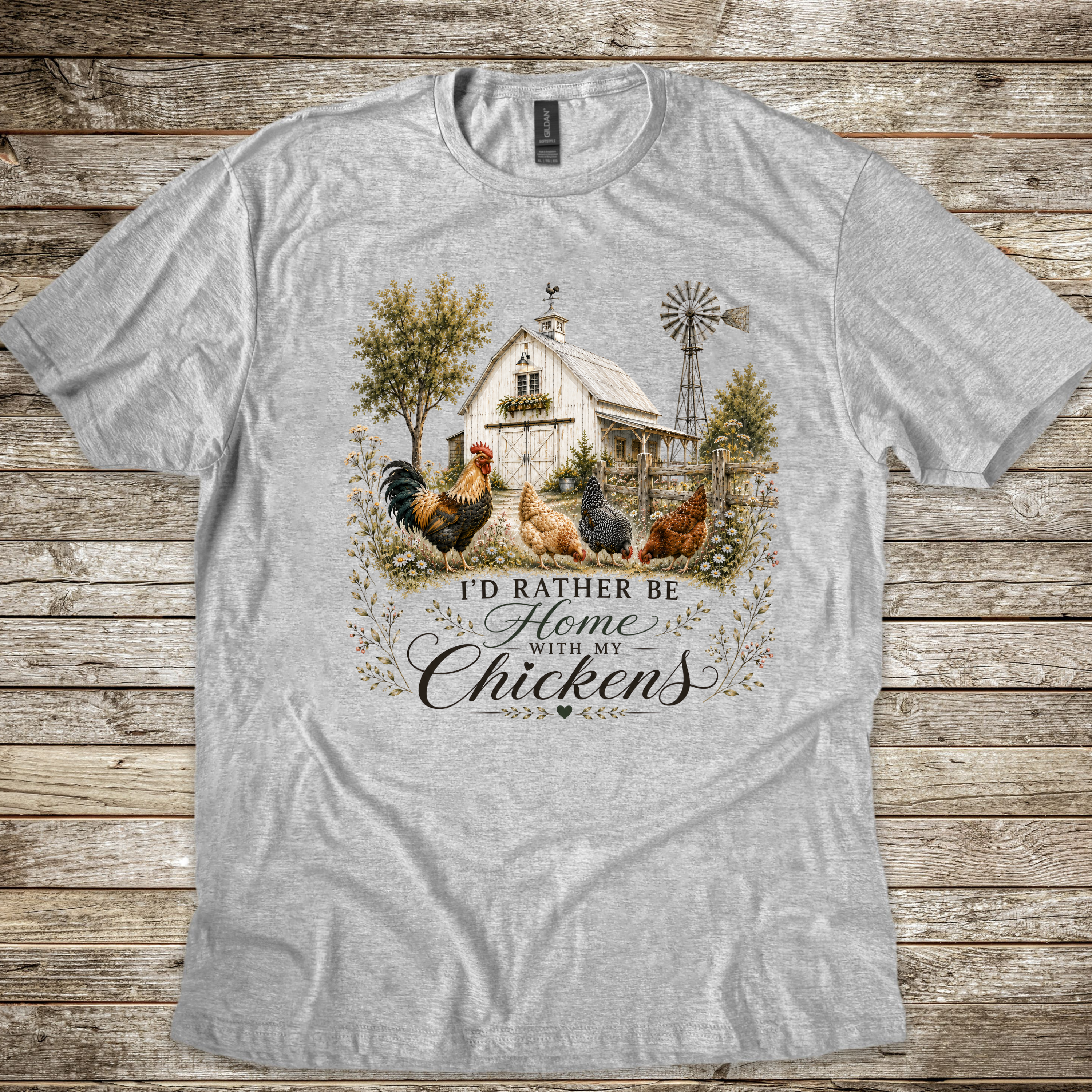 I’d Rather Be Home With My Chickens T-Shirt - Funny Chicken Lover Gift