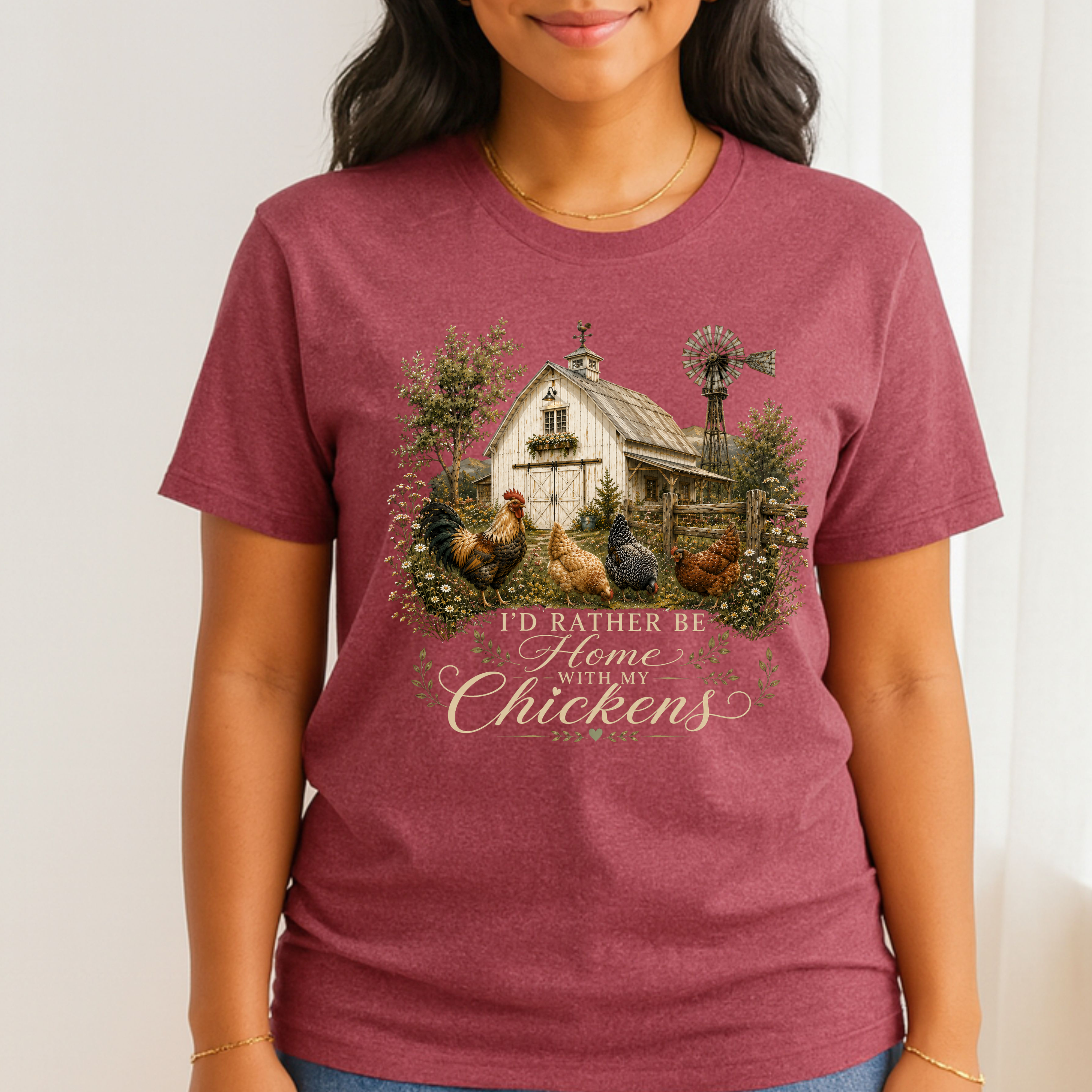 I’d Rather Be Home With My Chickens T-Shirt - Funny Chicken Lover Gift