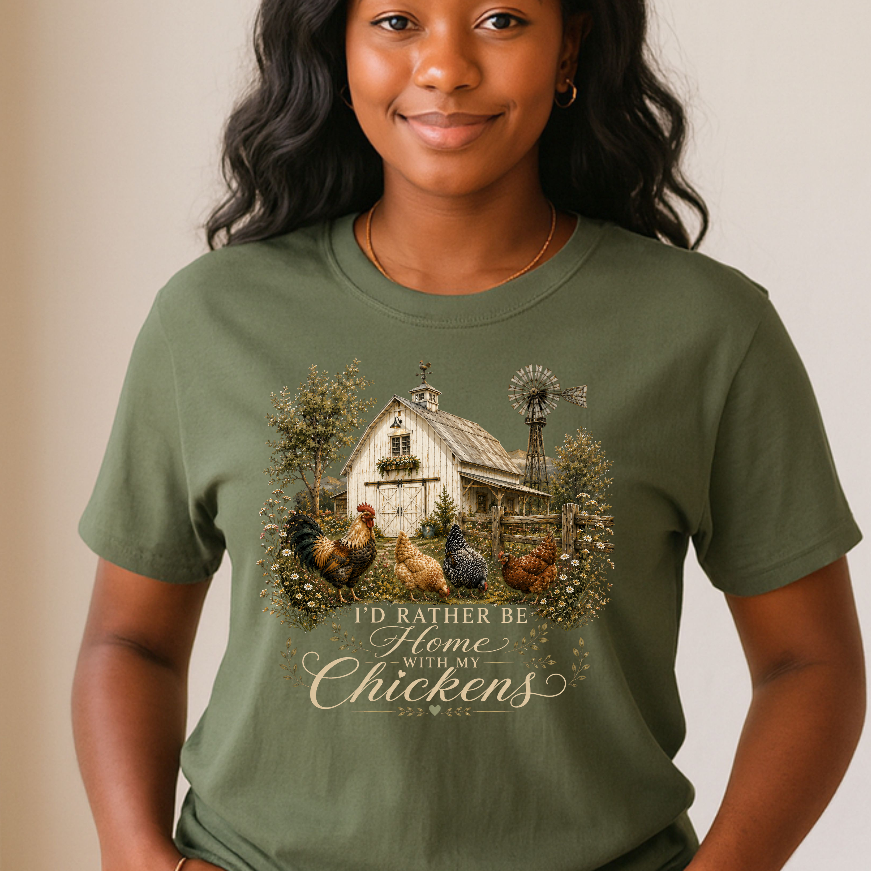 I’d Rather Be Home With My Chickens T-Shirt - Funny Chicken Lover Gift