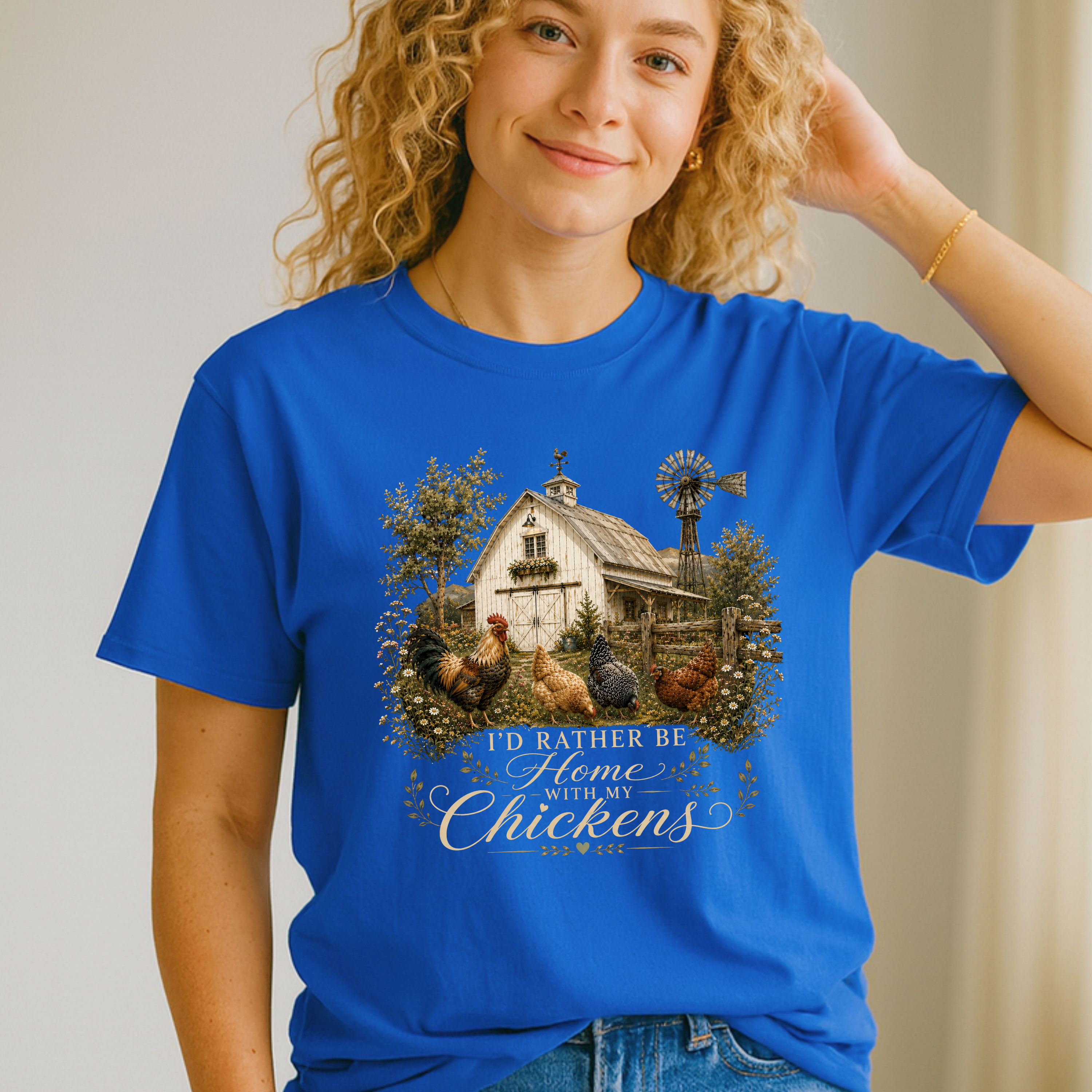 I’d Rather Be Home With My Chickens T-Shirt - Funny Chicken Lover Gift