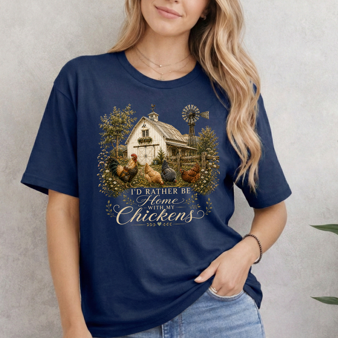 I’d Rather Be Home With My Chickens T-Shirt - Funny Chicken Lover Gift