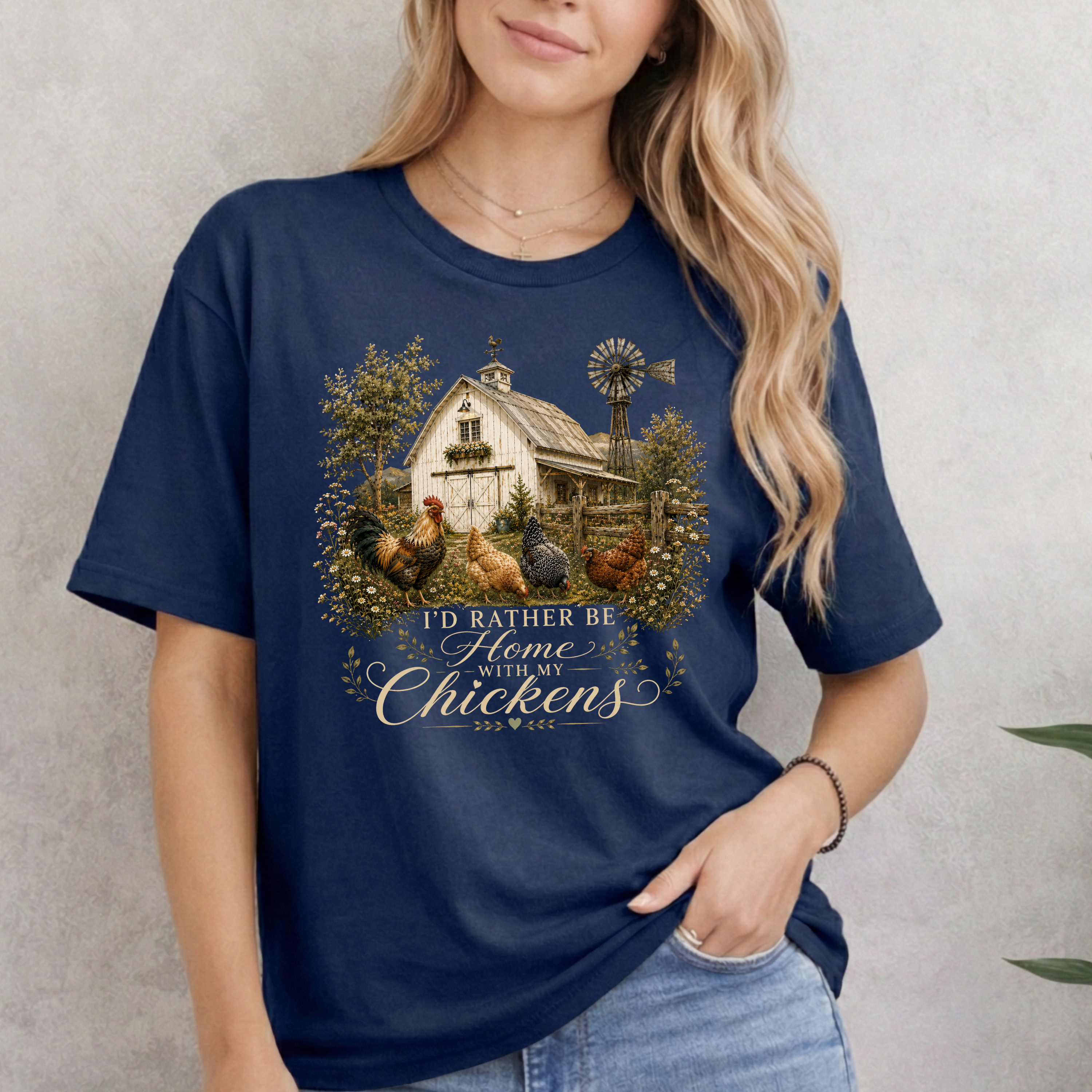 I’d Rather Be Home With My Chickens T-Shirt - Funny Chicken Lover Gift