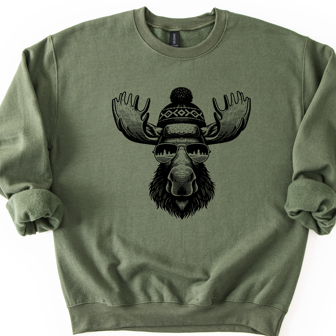 Moose with Sunglasses Sweatshirt - Mountain Theme Crewneck