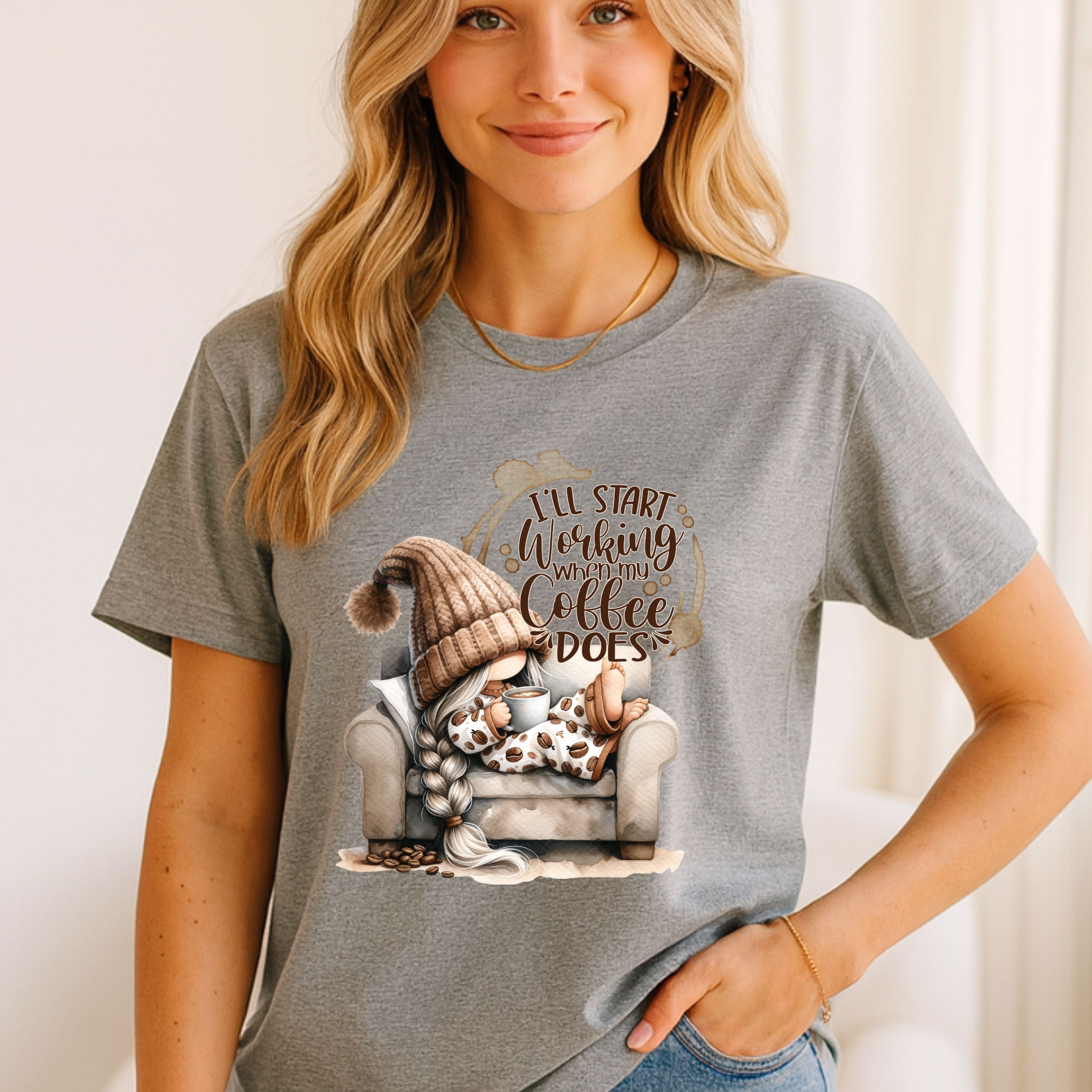 I'll Start Working When My Coffee Does T-Shirt - Funny Coffee Lover Tee