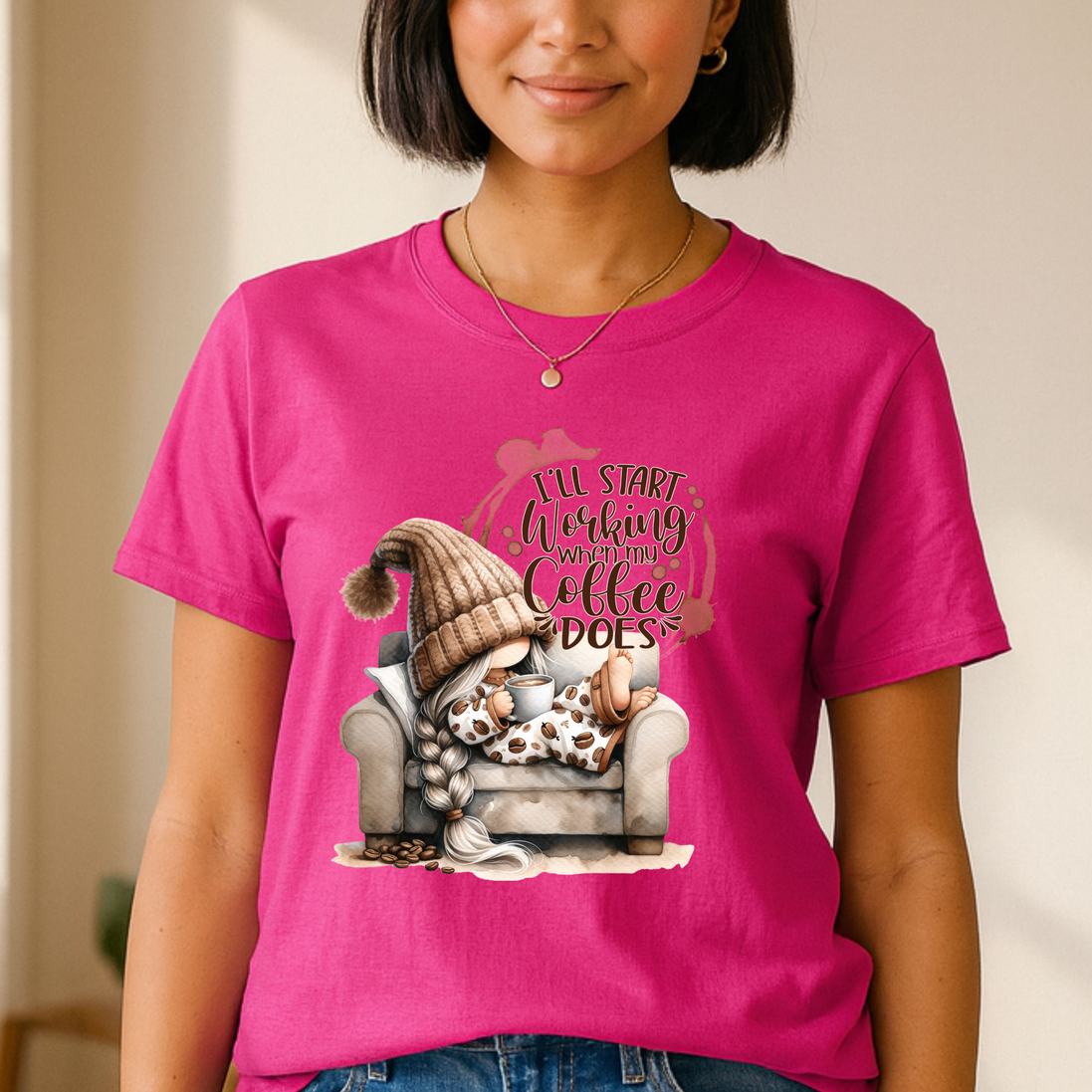 I'll Start Working When My Coffee Does T-Shirt - Funny Coffee Lover Tee