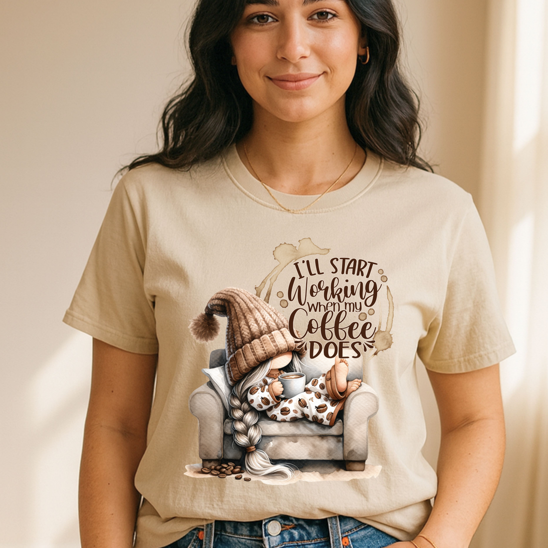 I'll Start Working When My Coffee Does T-Shirt - Funny Coffee Lover Tee