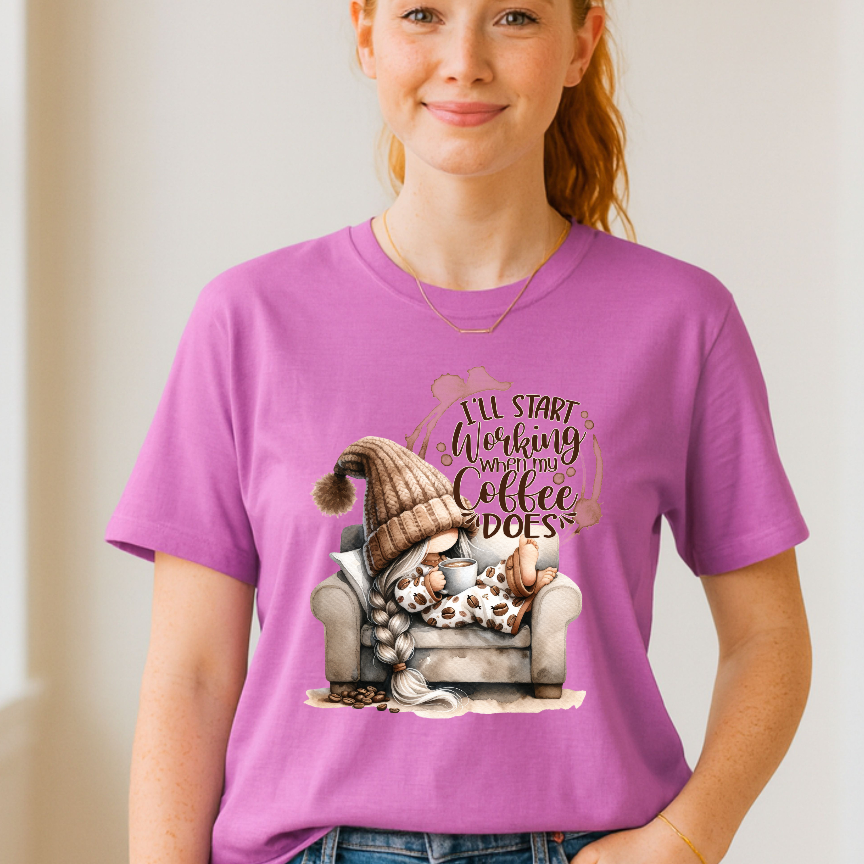 I'll Start Working When My Coffee Does T-Shirt - Funny Coffee Lover Tee