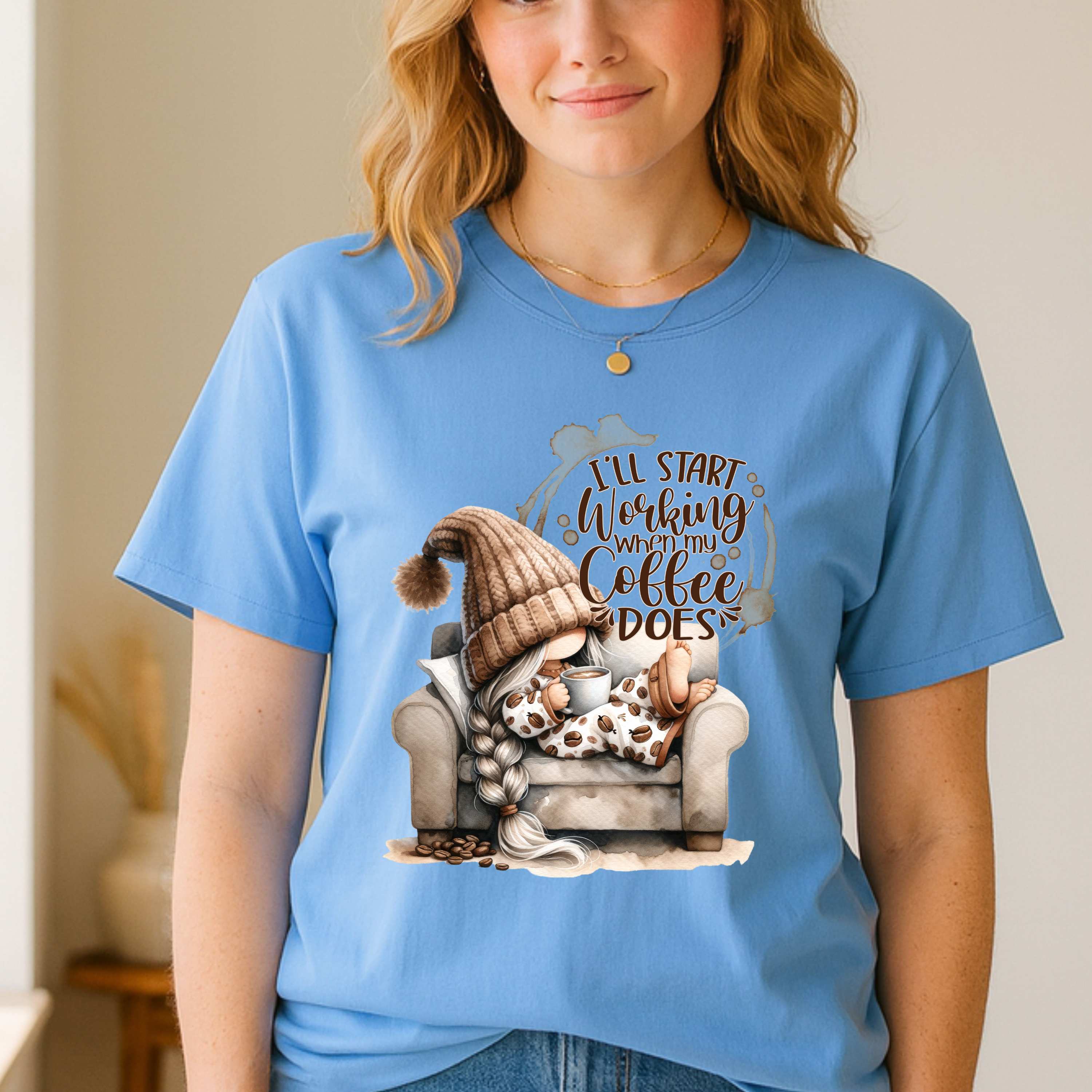 I'll Start Working When My Coffee Does T-Shirt - Funny Coffee Lover Tee