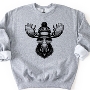 Moose with Sunglasses Sweatshirt - Mountain Theme Crewneck