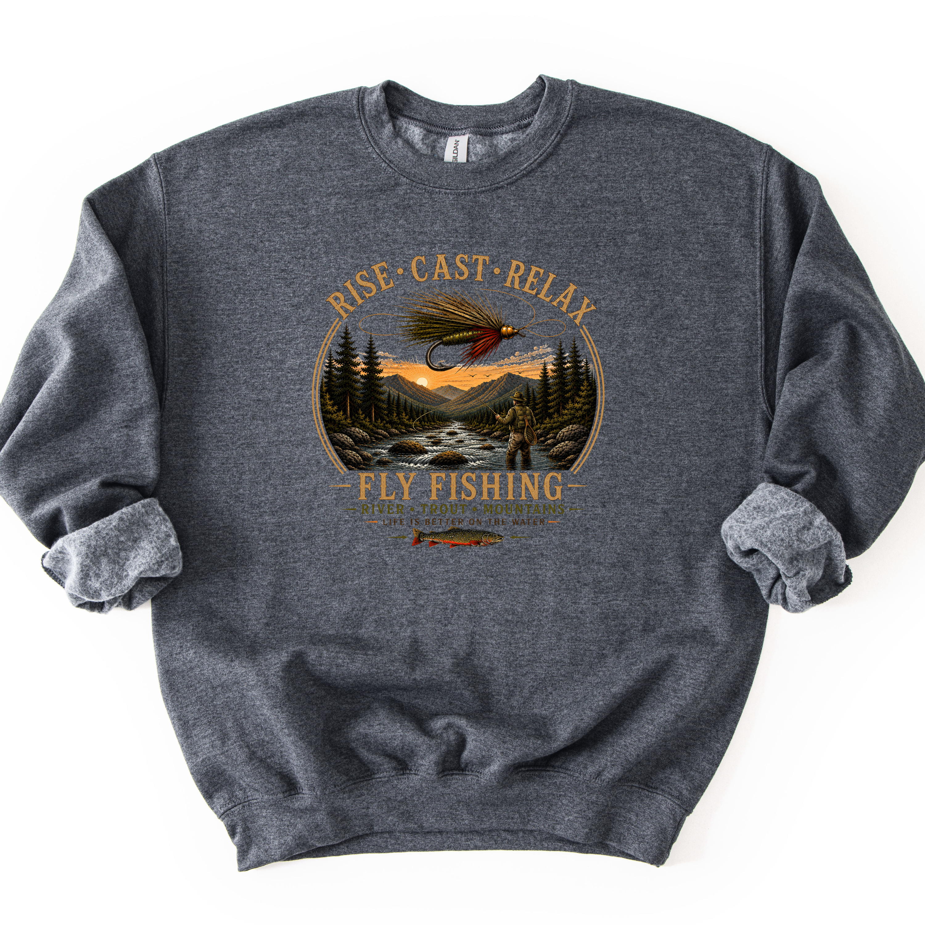 Rise Cast Relax Fly Fishing Sweatshirt