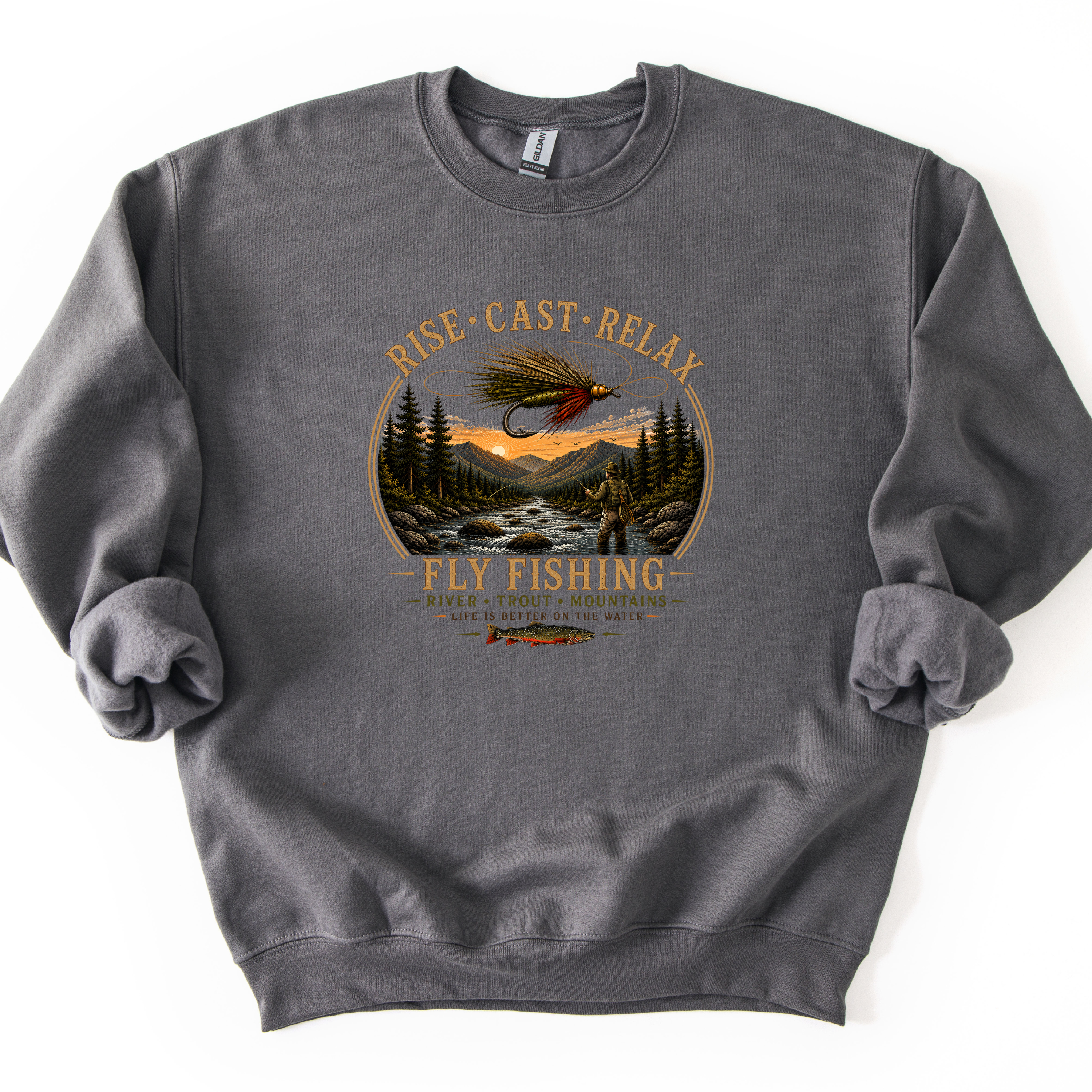 Rise Cast Relax Fly Fishing Sweatshirt