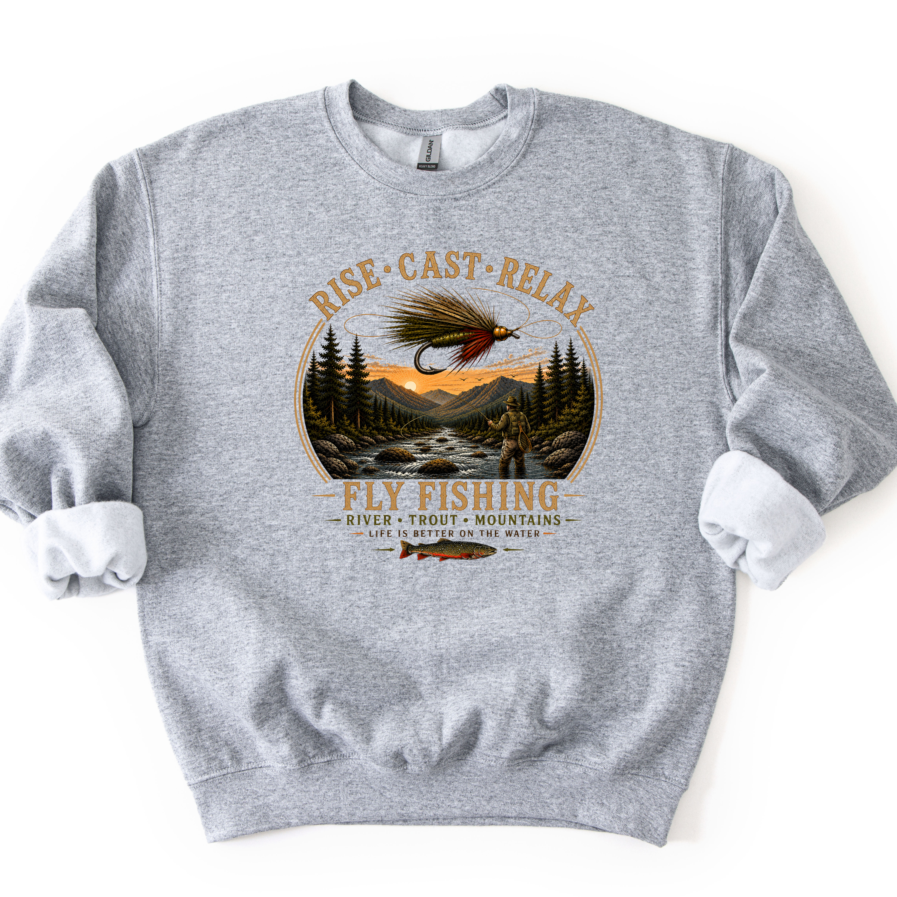Rise Cast Relax Fly Fishing Sweatshirt