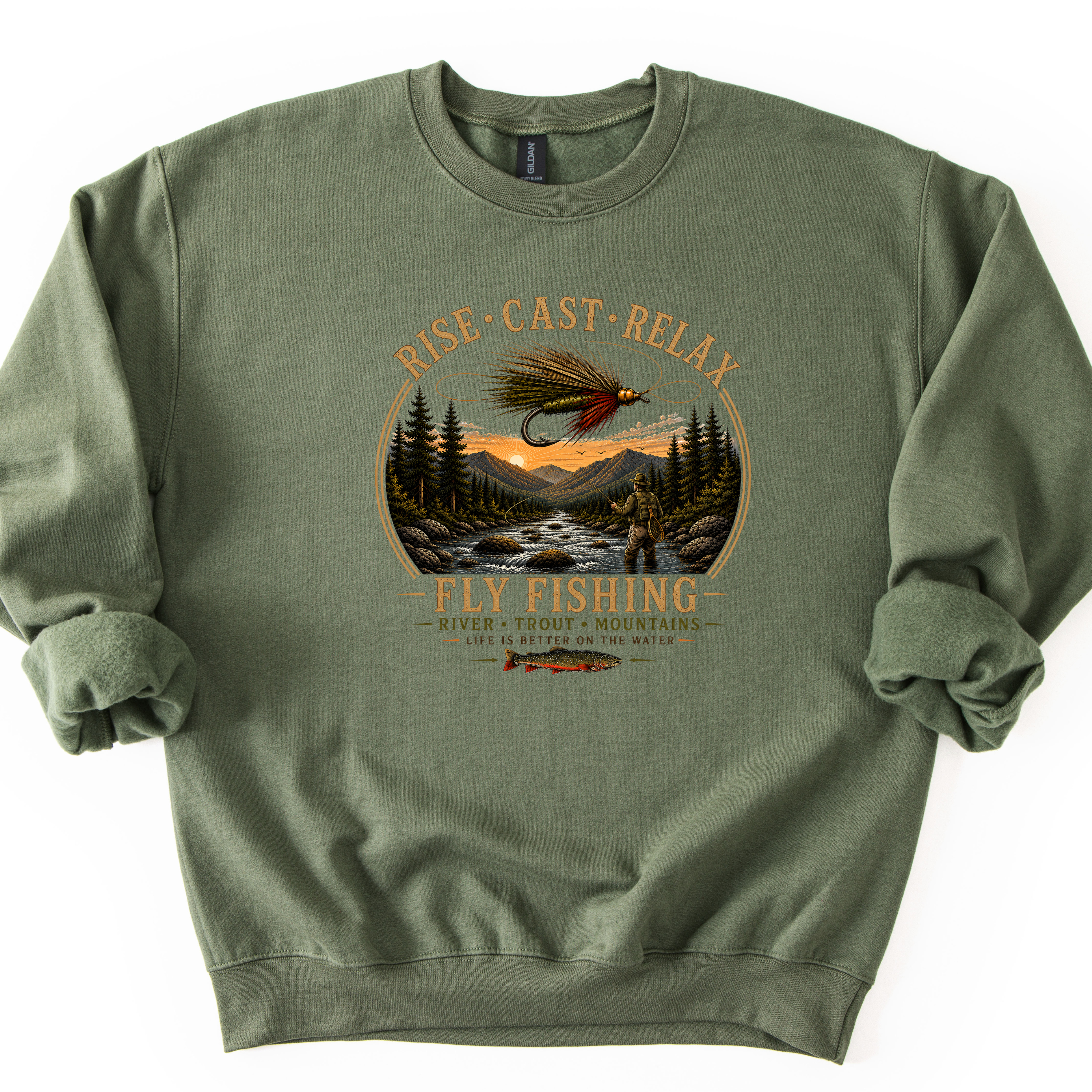 Rise Cast Relax Fly Fishing Sweatshirt