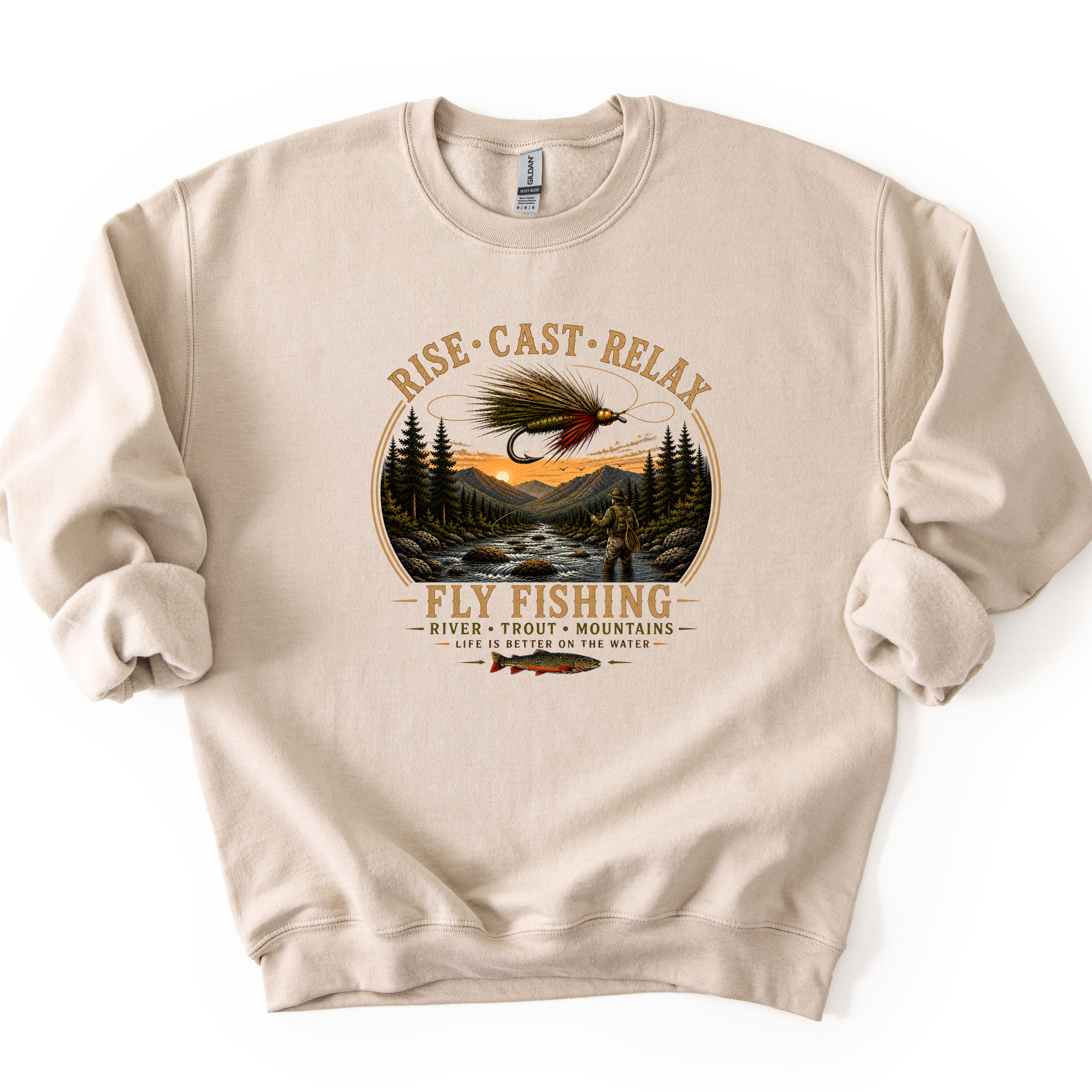 Rise Cast Relax Fly Fishing Sweatshirt