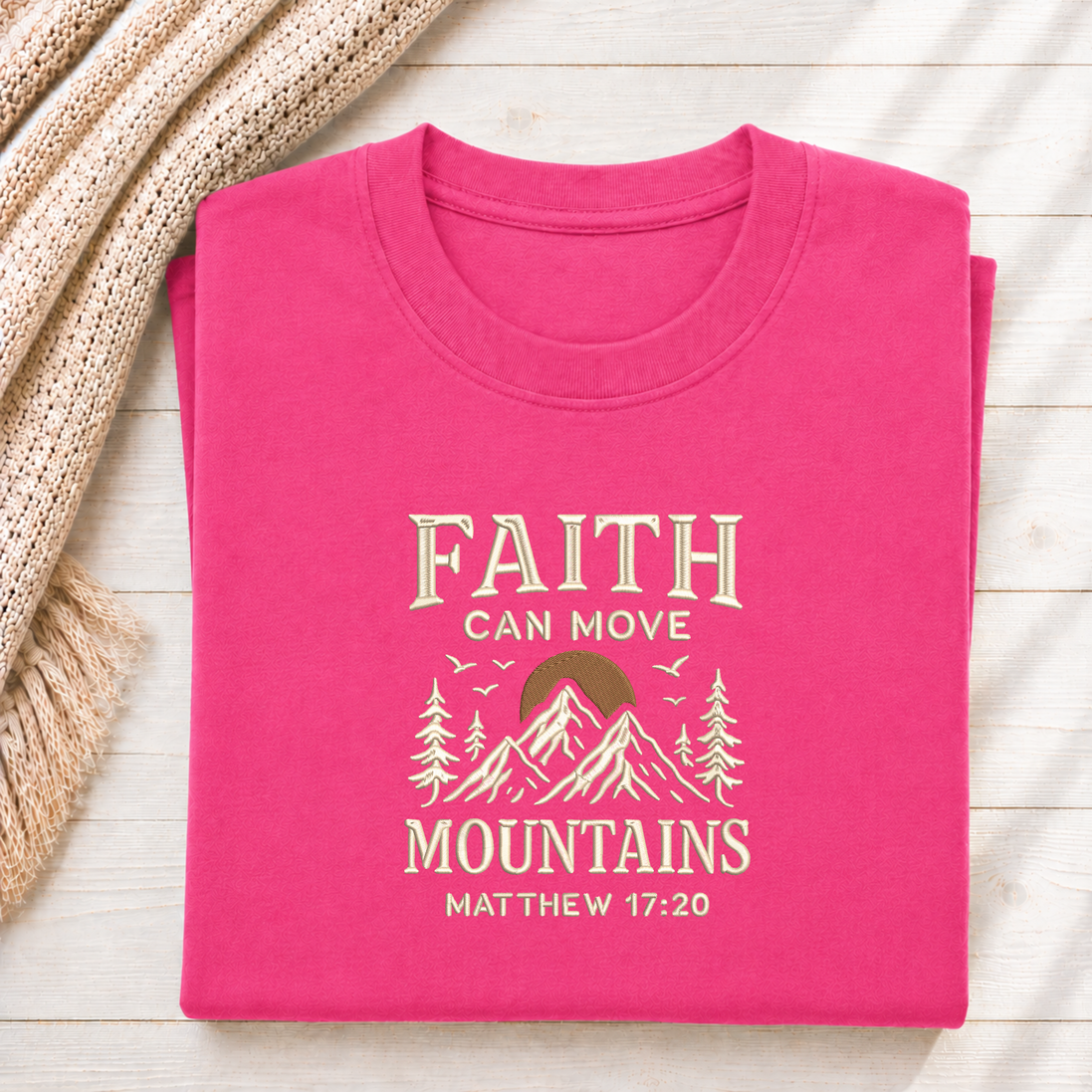 Faith Can Move Mountains Embroidered Sweatshirt