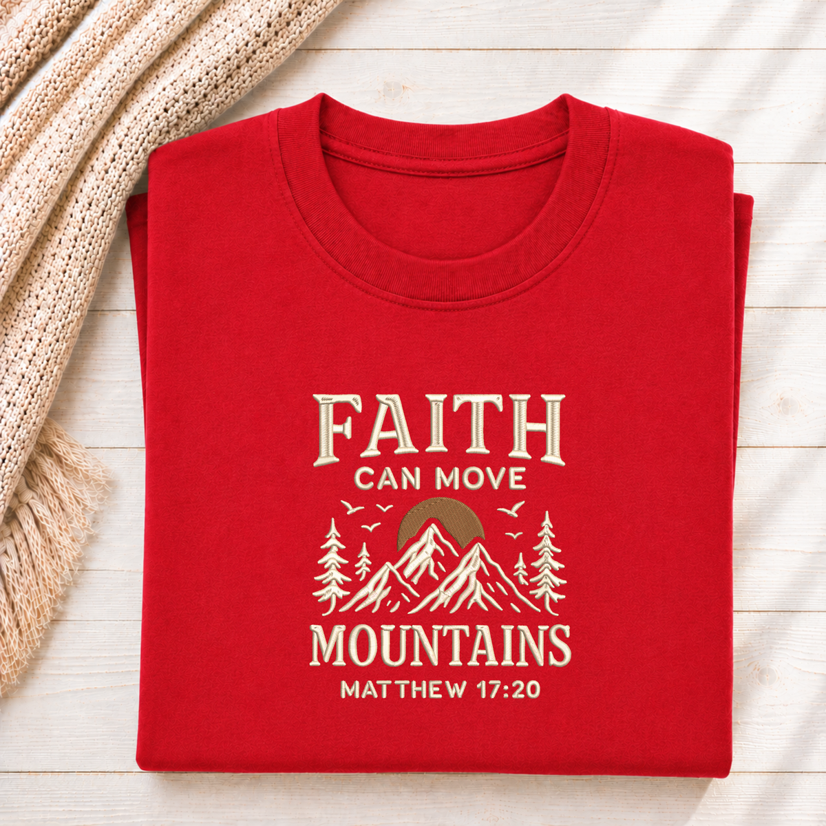 Faith Can Move Mountains Embroidered Sweatshirt