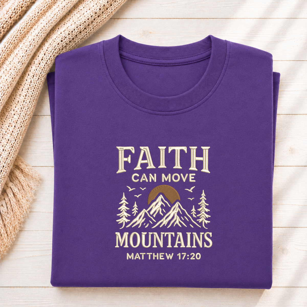 Faith Can Move Mountains Embroidered Sweatshirt
