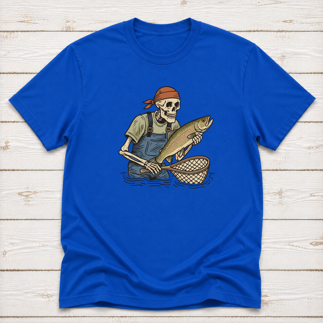 Skeleton with Trout Fly Fishing T-Shirt & Sweatshirt
