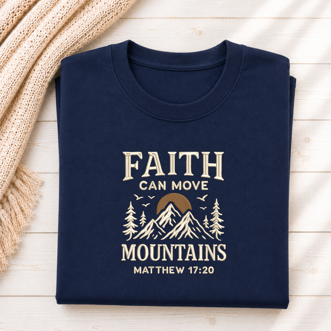 Faith Can Move Mountains Embroidered Sweatshirt