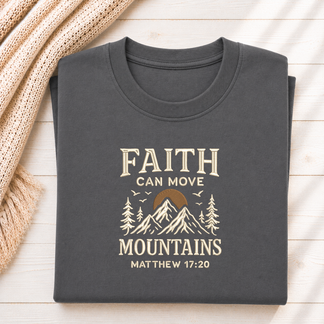 Faith Can Move Mountains Embroidered Sweatshirt