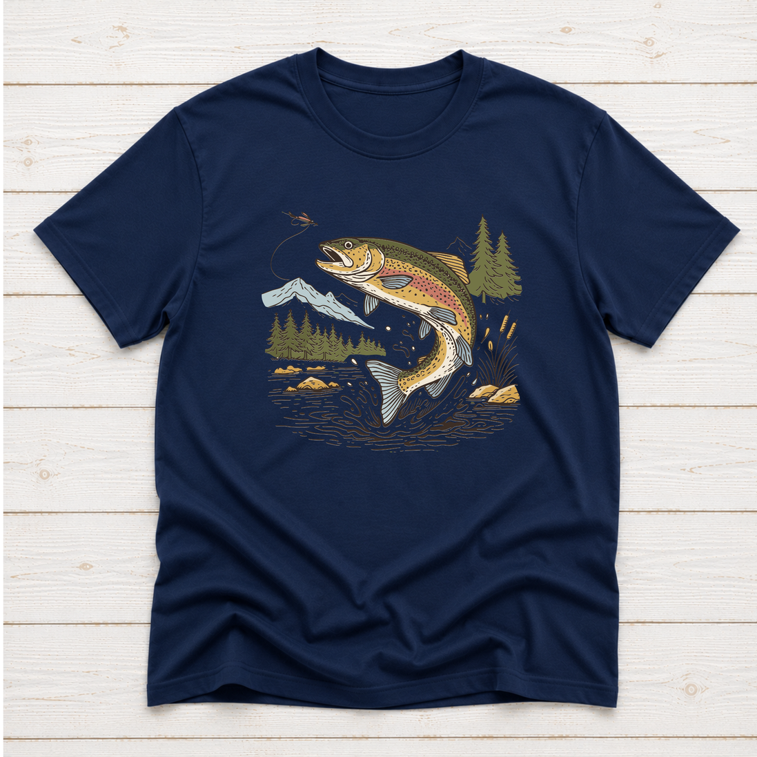 Jumping Trout Fly Fishing T-Shirt or Sweatshirt | Mountain Trout Graphic
