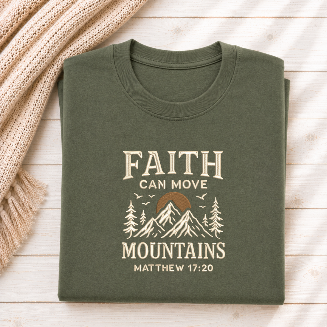 Faith Can Move Mountains Embroidered Sweatshirt