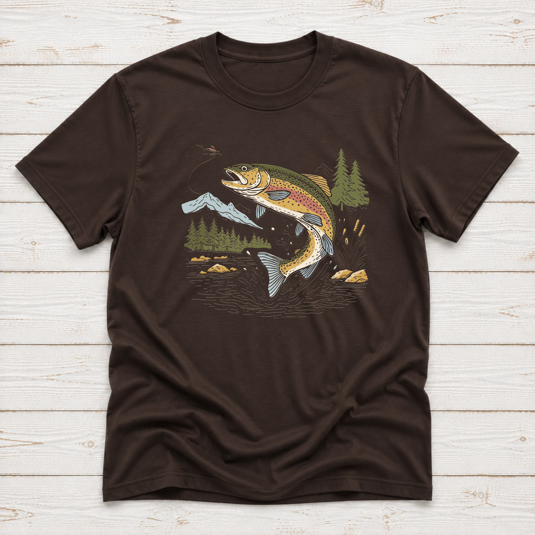 Jumping Trout Fly Fishing T-Shirt or Sweatshirt | Mountain Trout Graphic