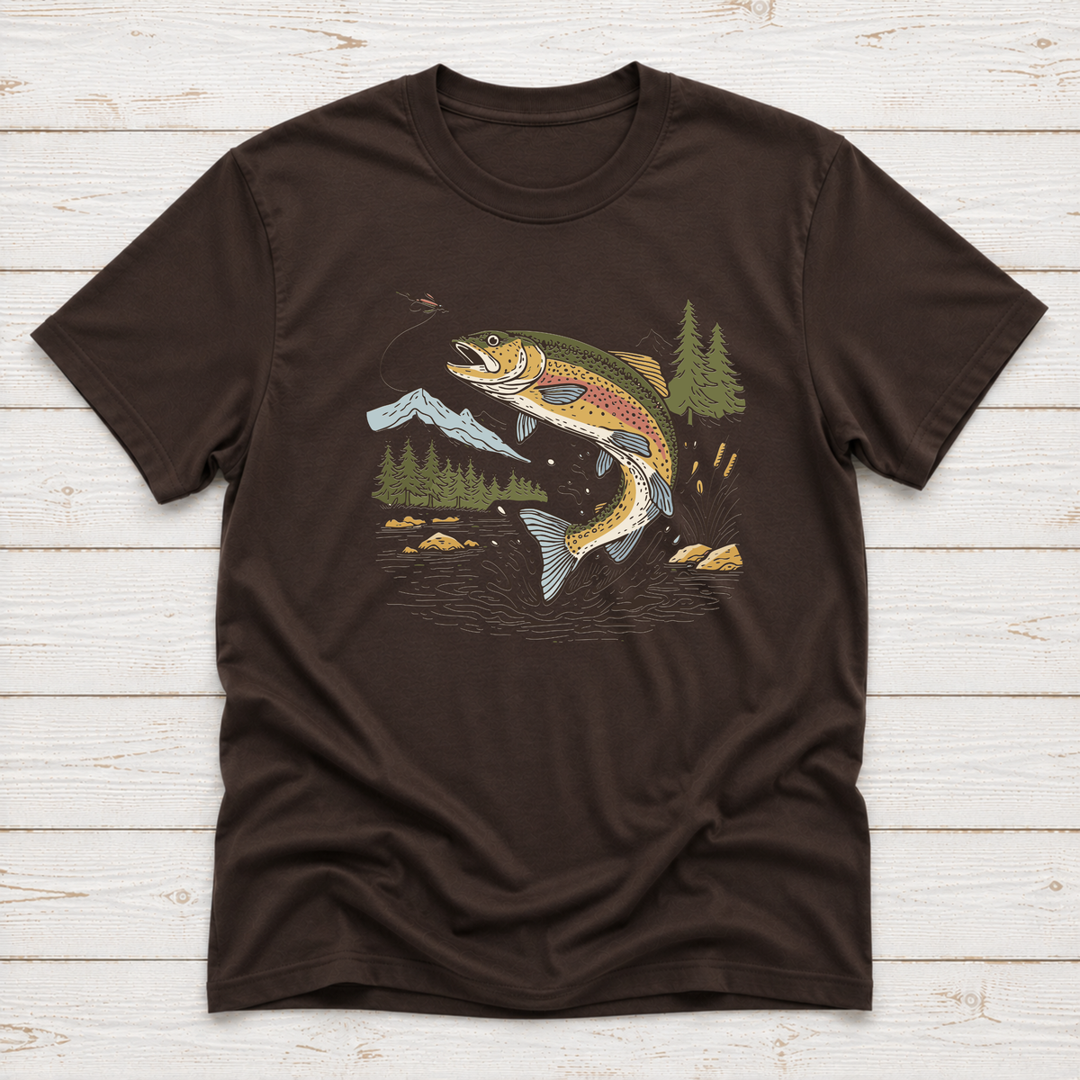Jumping Trout Fly Fishing T-Shirt or Sweatshirt | Mountain Trout Graphic