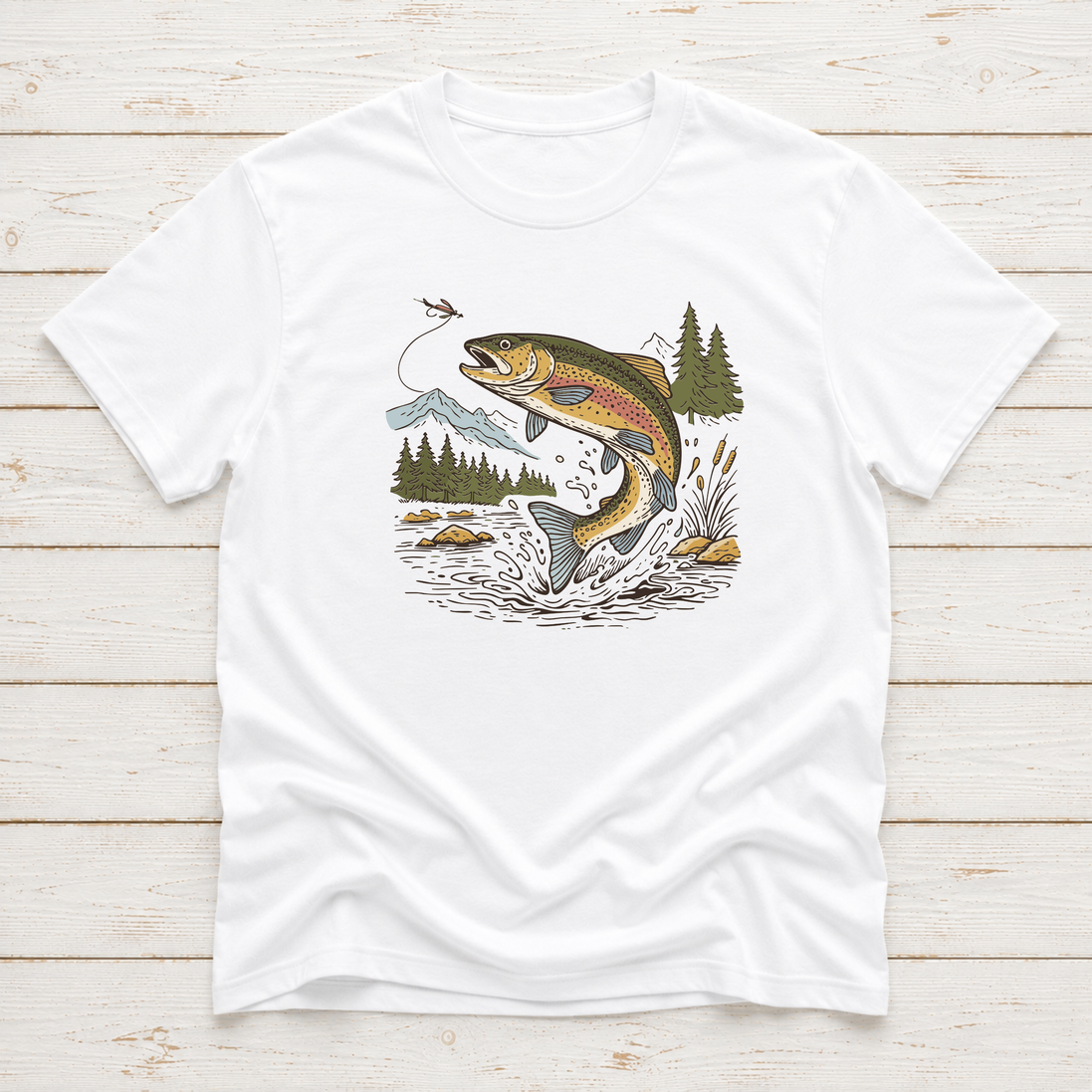 Jumping Trout Fly Fishing T-Shirt or Sweatshirt | Mountain Trout Graphic